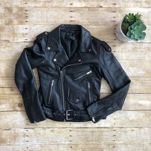ZARA woman black leather biker jacket
